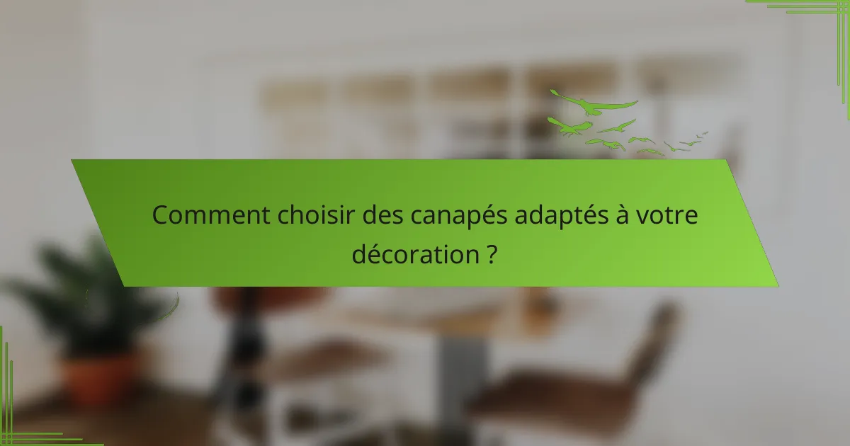 Comment choisir des canapés adaptés à votre décoration ?