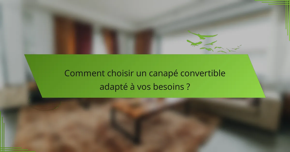 Comment choisir un canapé convertible adapté à vos besoins ?