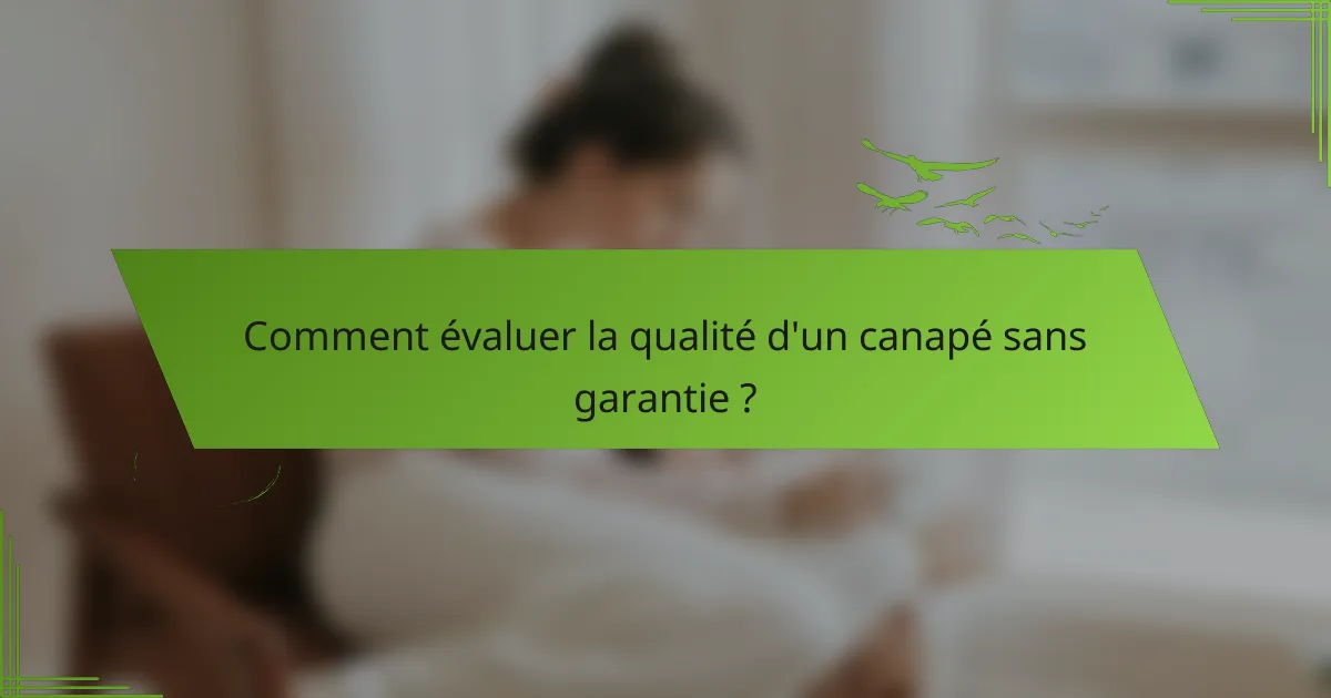 Comment évaluer la qualité d'un canapé sans garantie ?