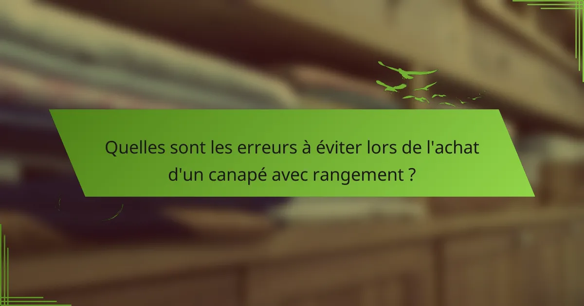 Quelles sont les erreurs à éviter lors de l'achat d'un canapé avec rangement ?