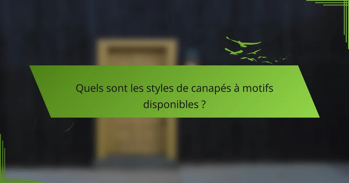 Quels sont les styles de canapés à motifs disponibles ?